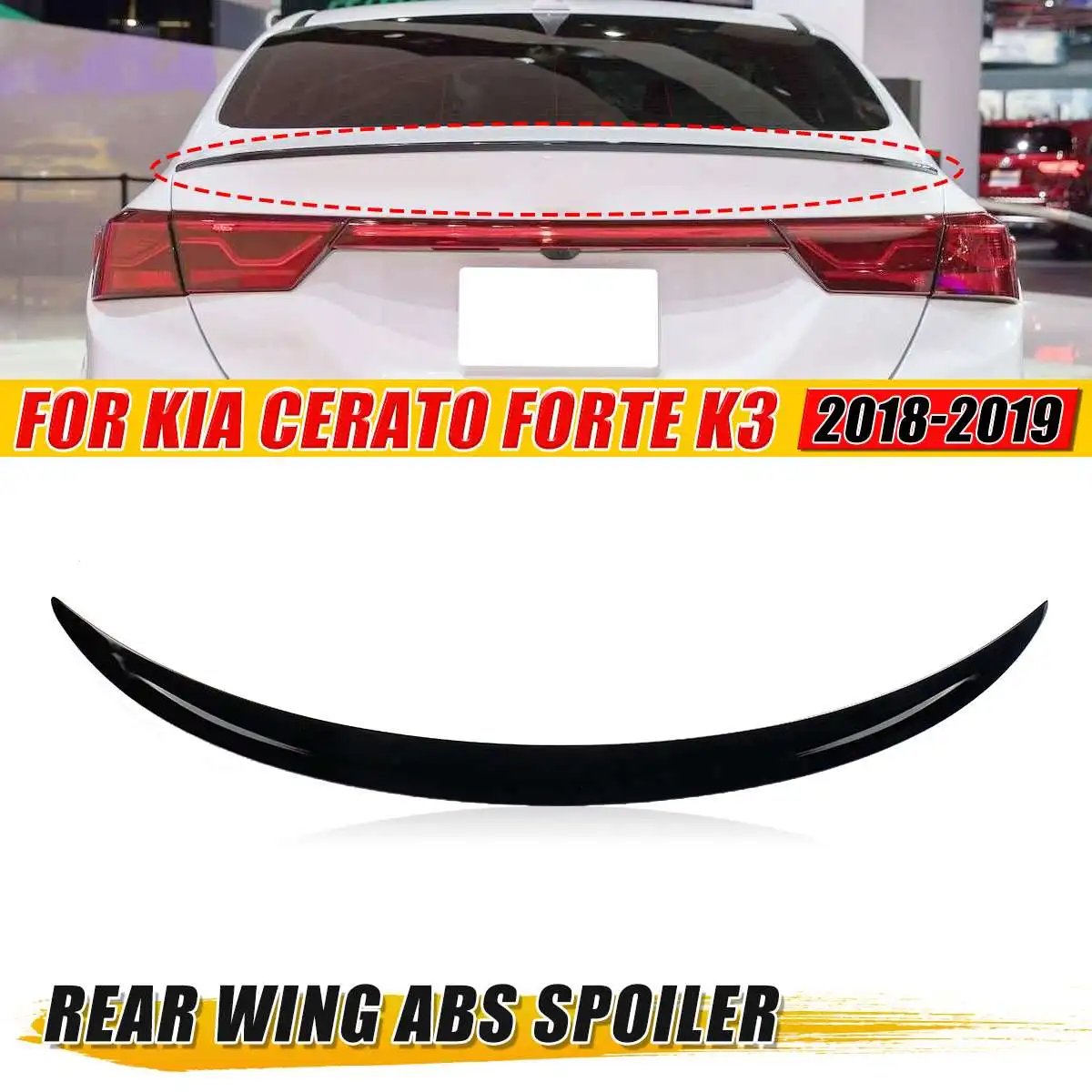 Car Rear Trunk Boot Lip Spoiler Wing Extension Lid For Kia Cerato Forte K3 2018 2019 Car Rear Tail Trunk Wing Spoiler Lip ABS