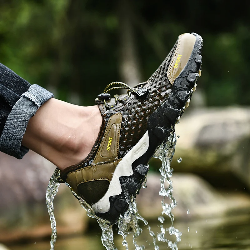 

Spring and Summer Men's Mesh Sandals Summer Breathable Wading Mens Casual Sandals Shoes Men's Sports and Leisure Flat Shoes