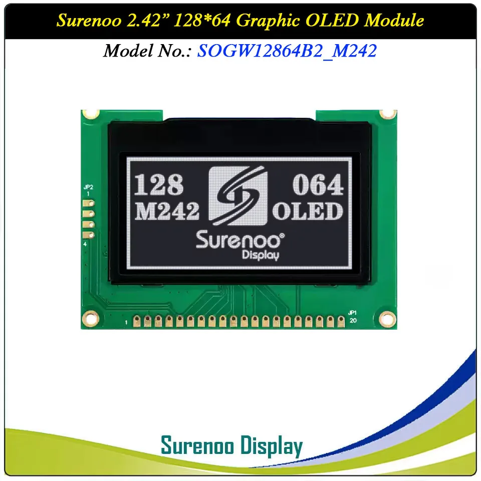 Echtes OLED-Display, 2,42 Zoll 128 x 64 12864 Grafik-LCD-Modul-Bildschirm, LCM-Bildschirm, 75.0 x 52,7 SSD1309, parallel, SPI, I2C/IIC