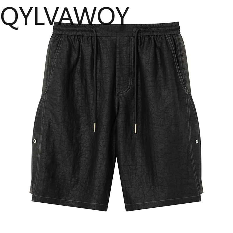 QYLVAWOY Men Pants 100% Mulberry Silk Pants for Man  Loose Wide-leg Short Pants Xiangyunsha Trousers Pantalones Hombre Casual