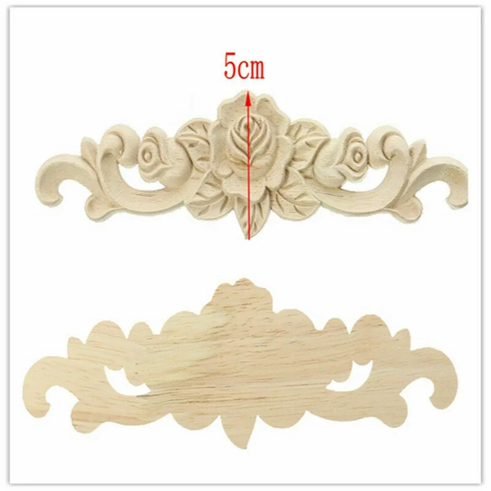 Wooden Carved Applique Furniture Unpainted Mouldings Decal Onlay Home Decor Furniture Cabinets Windows Mirrors Decoration