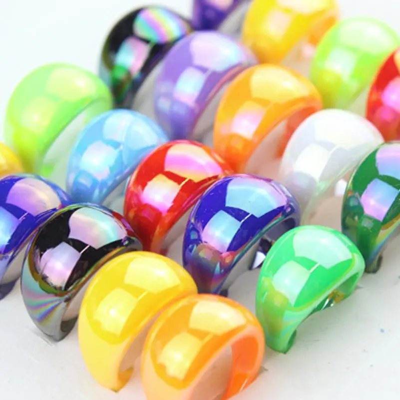 20pcs Women\'s Ring Candy Color Round Acrylic Resin Jewelry Rings for Girls Fashion Travel Jewelry Gifts