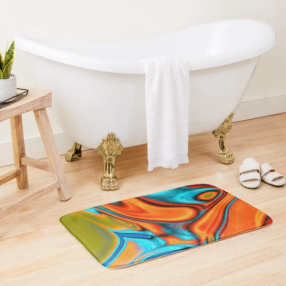 

vivid modern Southwest hipster turquoise orange swirls Bath Mat Bathroom Kit Bathroom Use Quick-Drying Bathroom Mat