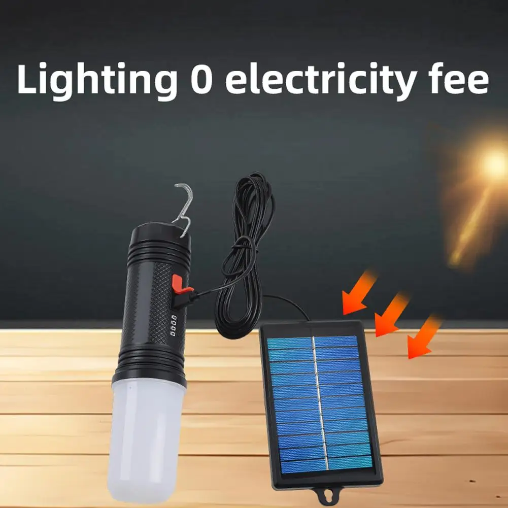 High Lumen Rechargeable LED Flashlight ABS Body Solar Powered Outdoor Activities Emergency Solar Camping Lamp