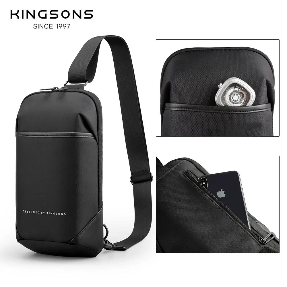 

Противоугонная нагрудная сумка Kingsons, водонепроницаемая сумка на ремне, сумка-мессенджер для коротких поездок, пригородная сумка, городская прогулочная нагрудная мужская сумка