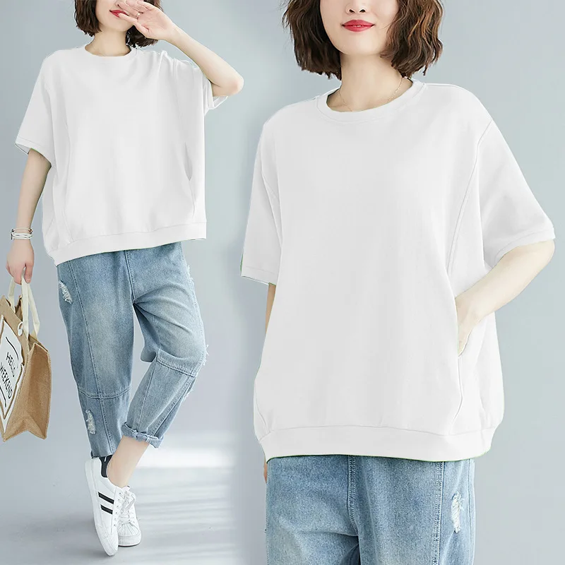 Women Crew Neck Summer Casual Solid Color T-Shirt Comfortable, Suitable for Home, Dog Walking, Weeding, Exercise, Yoga, Running view 5