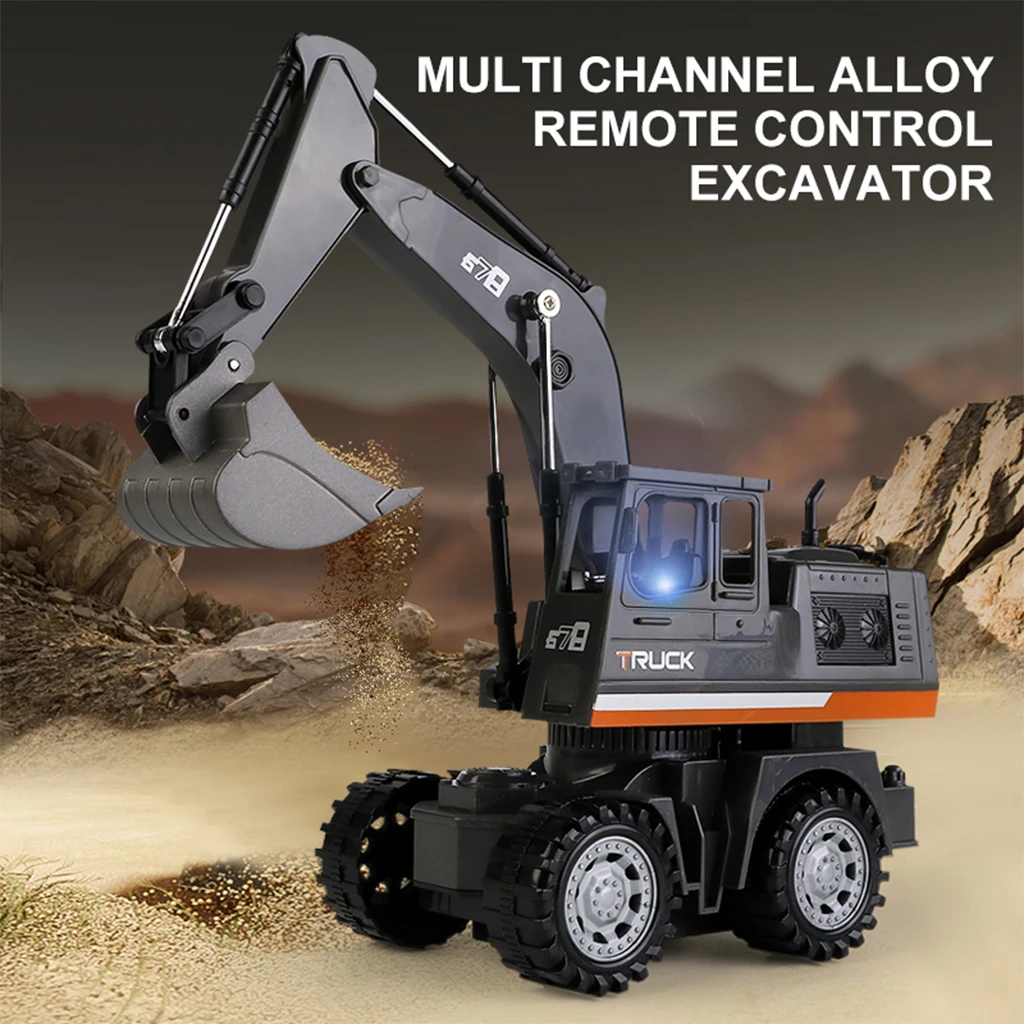 RC Cars Remote Control 1:20 5CH Simulation Engineering Car Metal Head Excavator Exquisite Souvenir Boys Girls Children's Toy