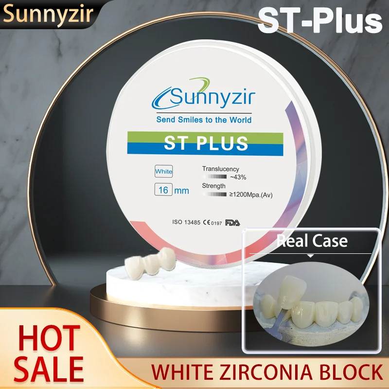 Sunnyzir ST (Super Translucency) Plus White Zirconia Block Open System Digital Dental CAD CAM Restoration Materials for Inlay Br