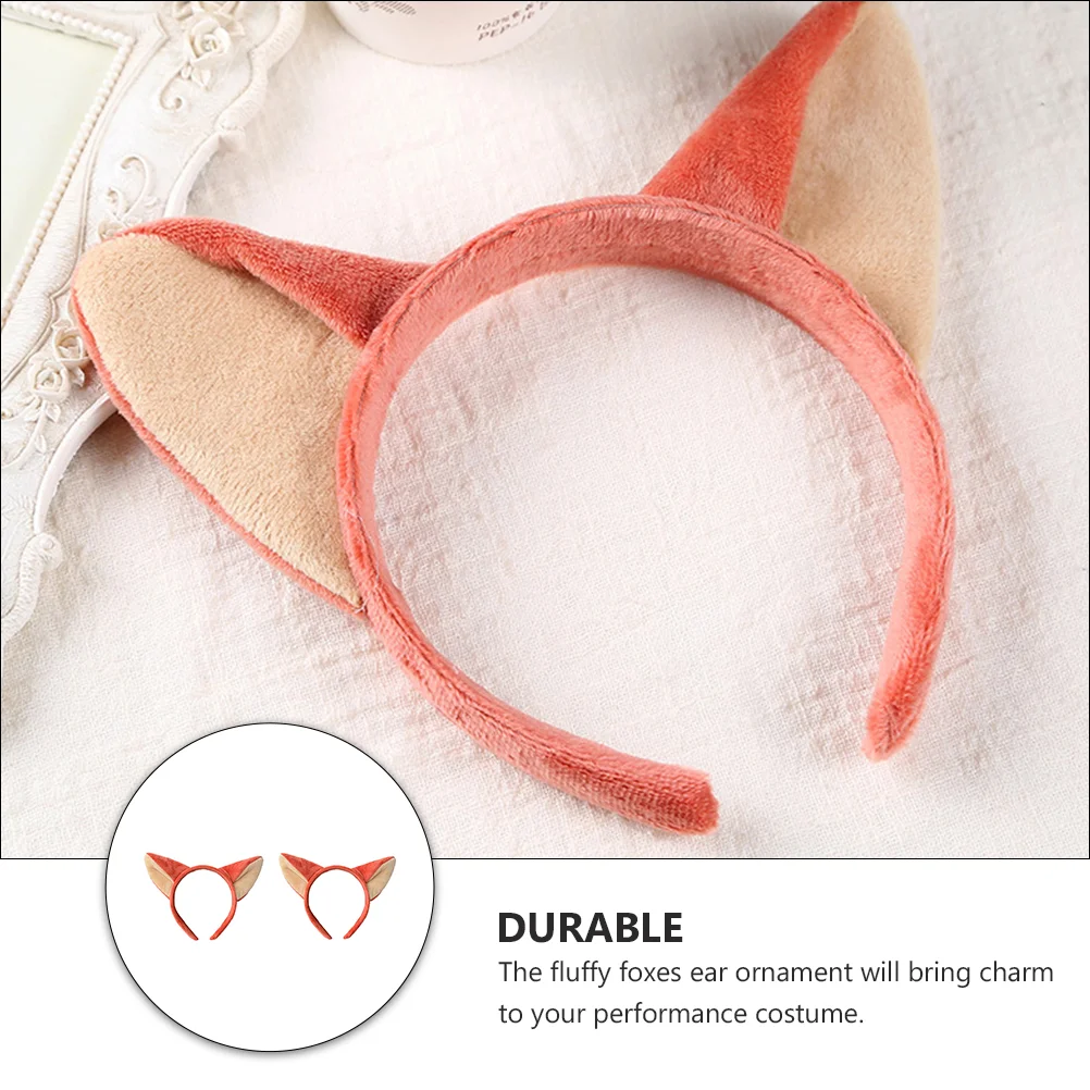 2 Pcs Fox Ears Headband Animal Girls Headbands Hair Clip Foxes Headdress Fluffy Cosplay Plush Headwear Headpiece