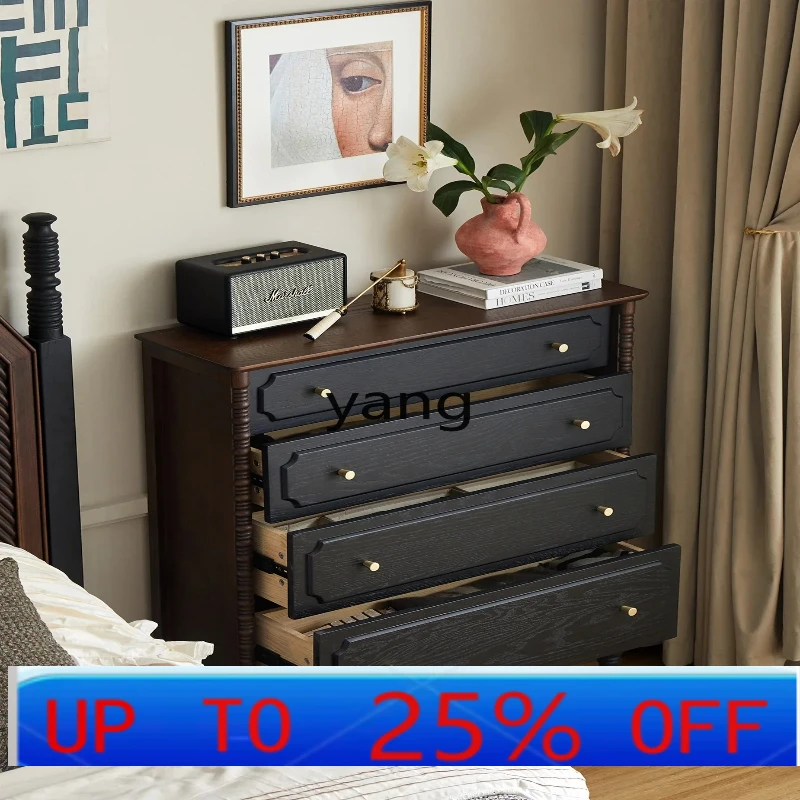

LHH retro solid wood four-chest cabinet living room bedroom locker household porch cabinet