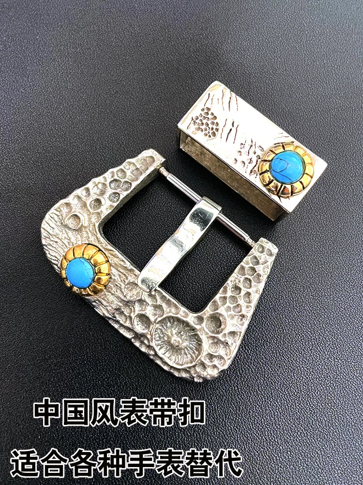 Handmade Punk Handmade Watch-Buttom White Copper Leather Watch Strap Safety Pin 18 20 22 24 26mm Strap Metal Travel Loop