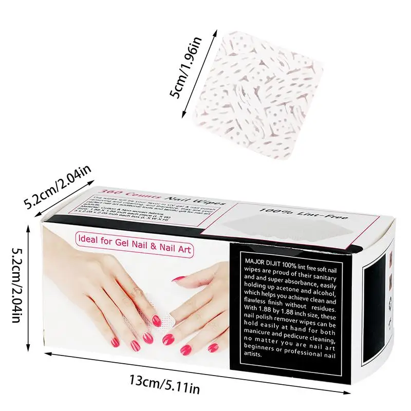 Lint Free Nail Wipes Almofadas de algodão, absorvíveis Toalhetes de limpeza, cílios Extensão Suprimentos, imersão, 360 Pcs, 180Pcs