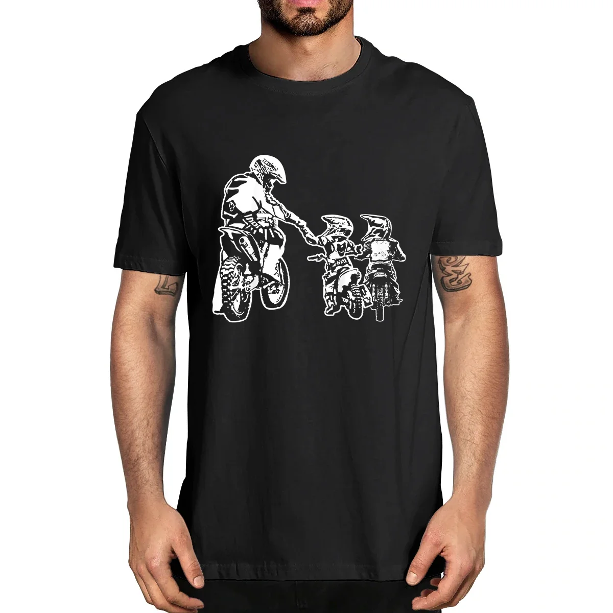 100% Cotton Cool Dad Bike Rider Motocross Father Son Biker Riding Gift Funny Men's T-Shirt Tee Casual Streetwear