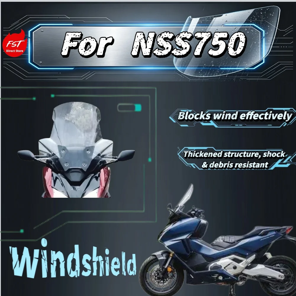 Fit  NSS750 Front Windshield High Wind Deflector Rain Shield Imported Glass
