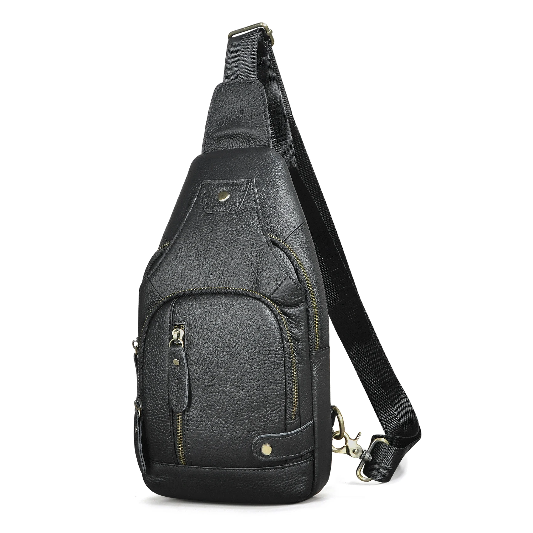 Hot Sale Grain Real Leather Retro Sling Chest Bag 8