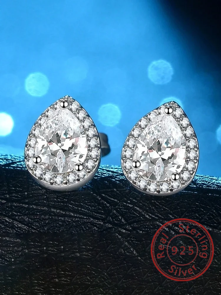 

Классические серьги из стерлингового серебра 925 пробы с цирконом и каплями воды для женщин, юбилейные вечерние модные высококачественные ювелирные изделия