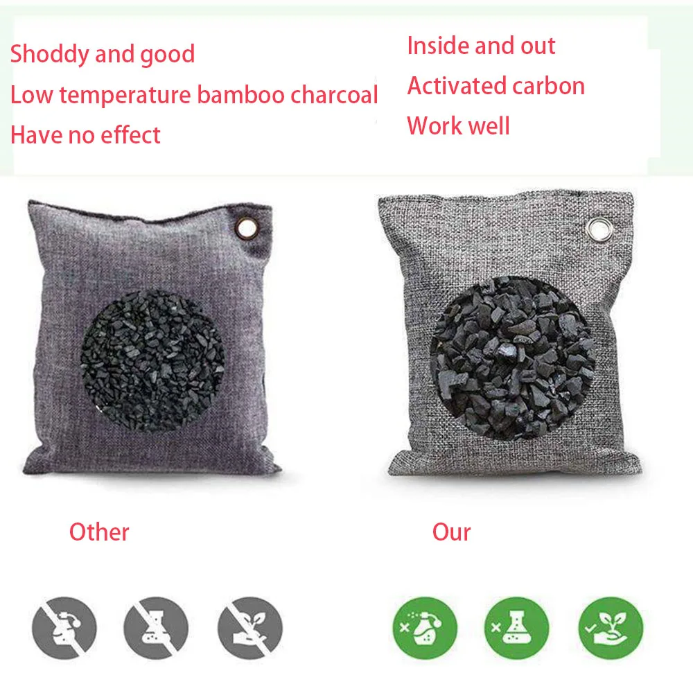 2 Packs Bamboo Charcoal Bag For Household Odor Removal Wardrobe Dehumidification And Moisture-proof Activated Carbon Automotive