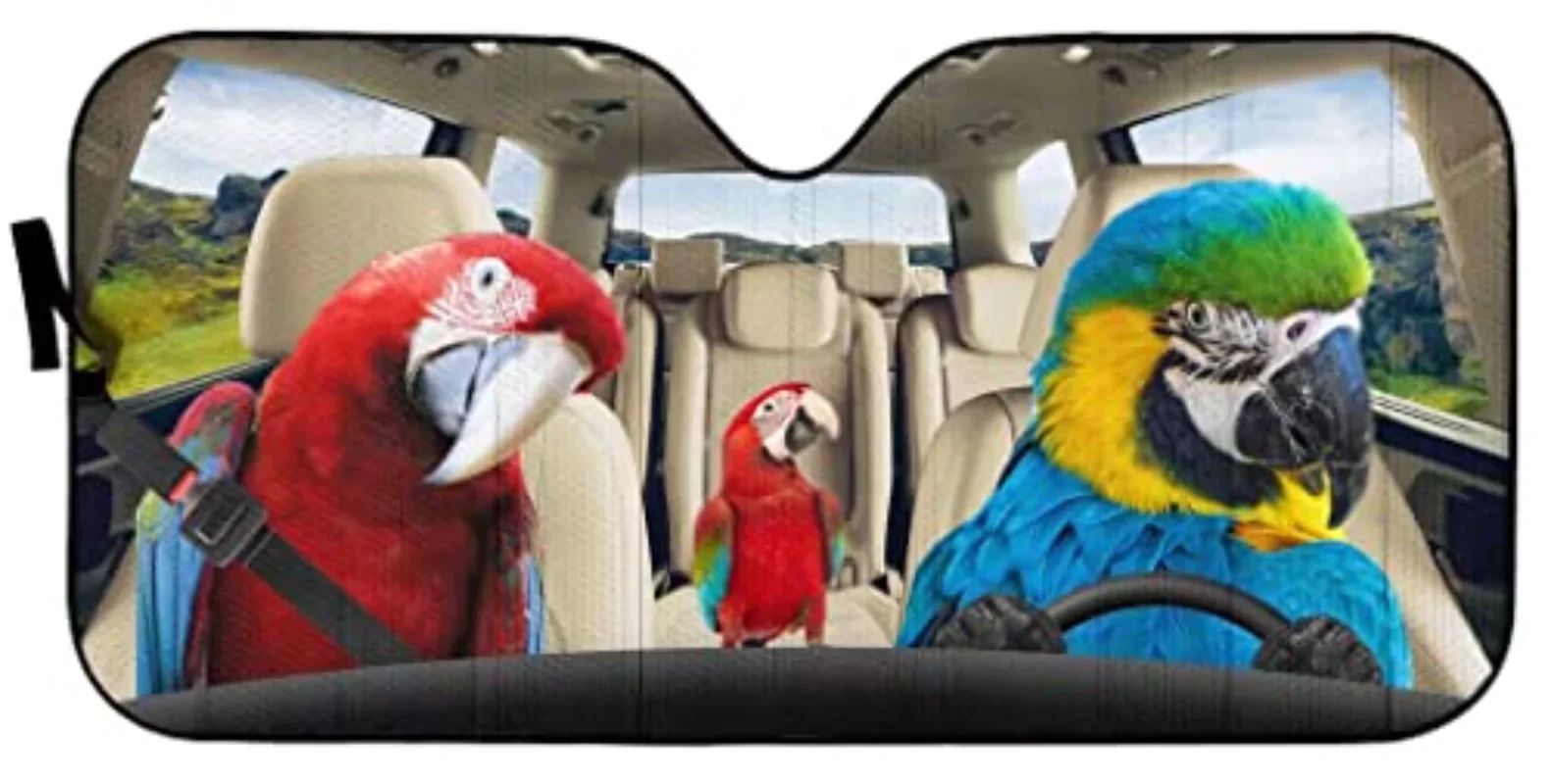 Funny Parrot Animals Windshield Sun Shade for Car SUV Truck Foldable Uv Ray Reflector Front Window Sun Shade Visor Shield Cover