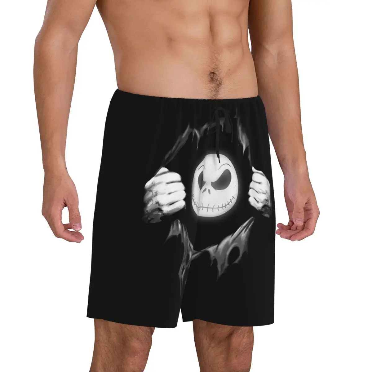 مخصص هالوين الكرتون الجمجمة جاك بيجامة قيعان الرجال تيم بيرتون عيد الميلاد فيلم الرعب صالة النوم السراويل تمتد ملابس خاصة