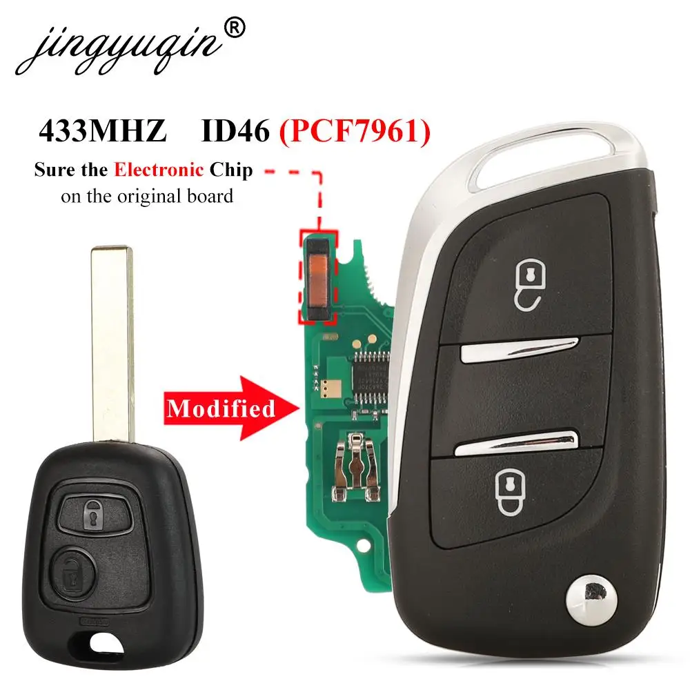 jingyuqin Upgrade Flip 433Mhz ID46 pcf7961 Remote Key Car Key Fob For Citroen C2 C3 Berlingo Peugeot 307 306 406 Modified