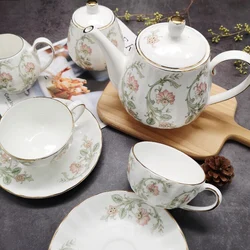 Bone china Coffee cup dish set British afternoon tea tableware retro Coffee cup coffee pot tea pot sugar can