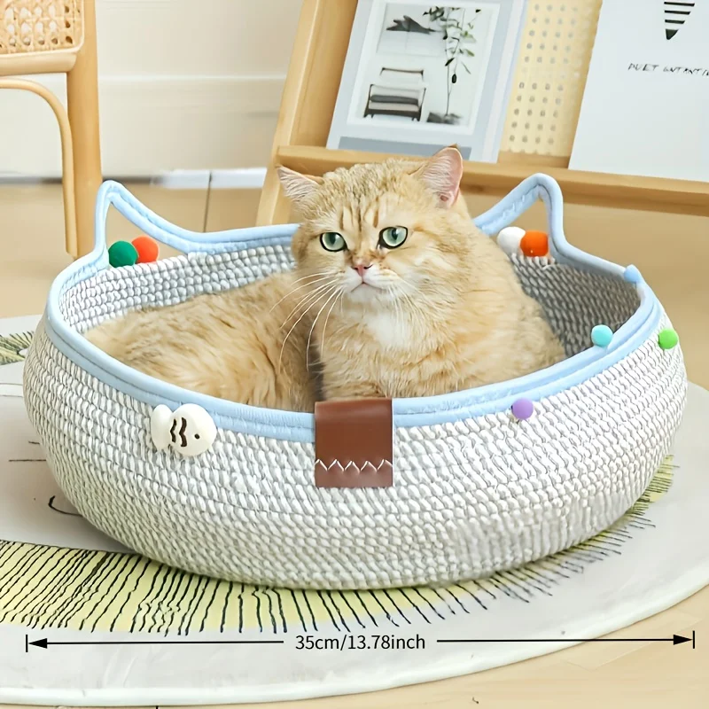 Woven Rattan Cat Bed Basket 4