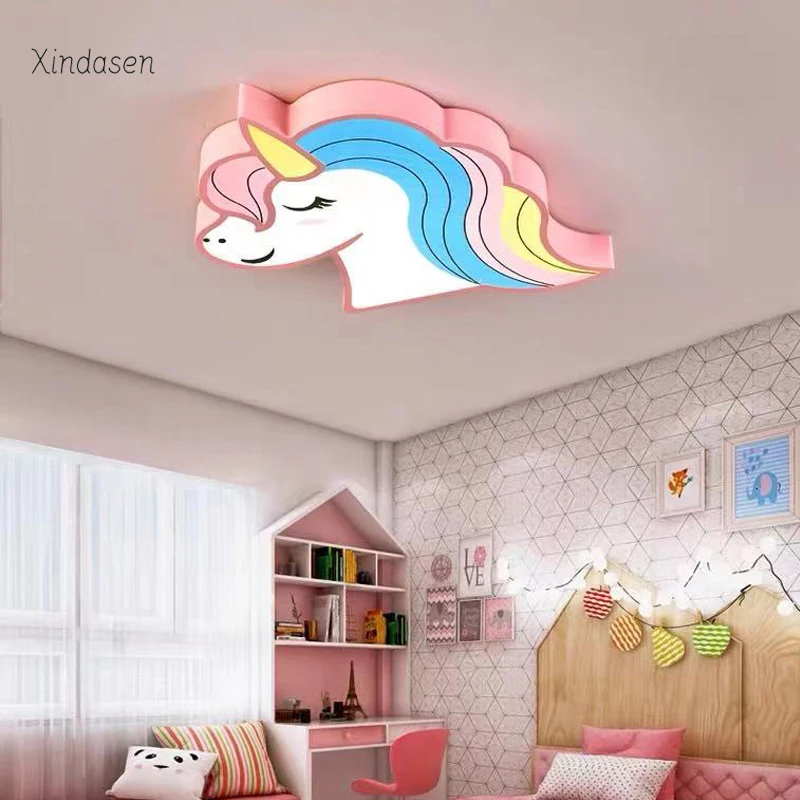 

Unicorn Kids Room Light Led Ceiling Lights with Remote Control Cartoon Lampshade Children Cute Lamp Deco Child chandeliers girl