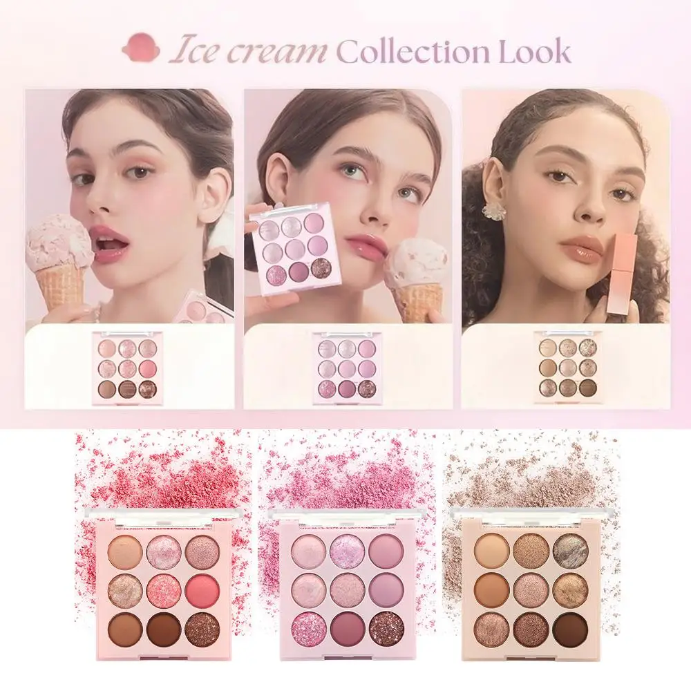 9 Colors Eyeshadow Palette Glitter Strawberry Jam Blush Tea Tone Eye Korean Women Purple Oat Milk Cosmetics Cool Shadows Ma W2v4