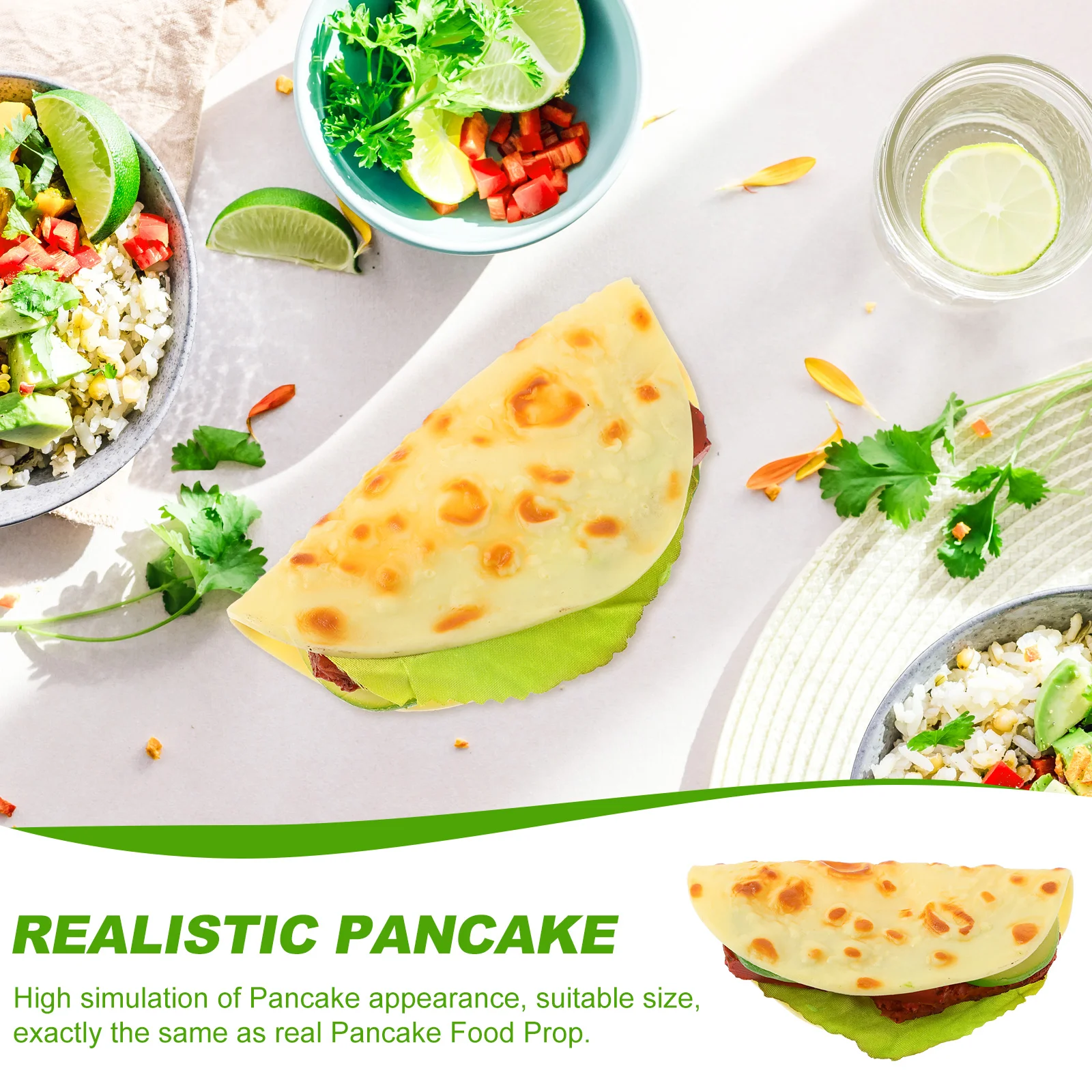 Realistic Pancake Simulation Taco Fake Burrito Dessert Model for Decoration Display Prop Vegetable Pancake Model