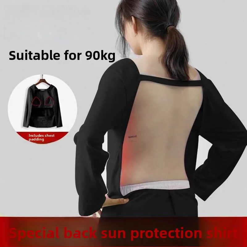 Large Size Backless Long Sleeve Top for Sunbathing Summer Clothing Suitable for Both Men And Women Can Wear up to 180 Pounds