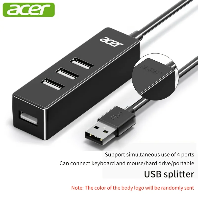 Divisor USB Acer (acer), 4 portas com a mesma unidade, conversor de cabo de extensão multiinterface de uma a quatro