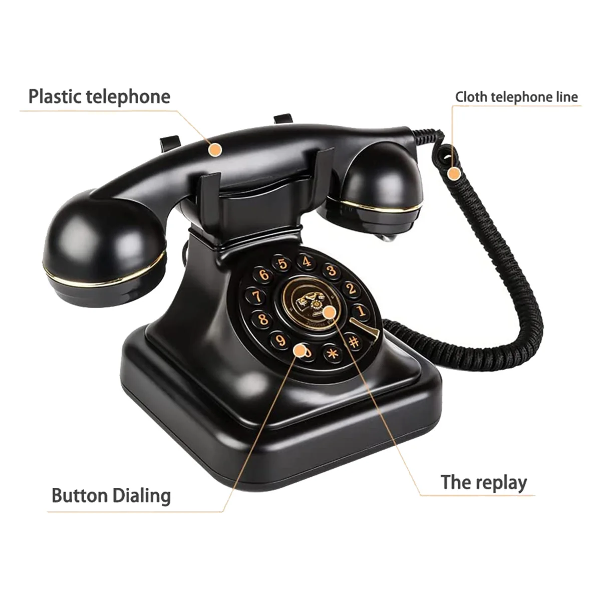 A98U Retro Landline Telephone,Old Fashioned Vintage Landline Phones with Classic Metal Bell Retro Telephone for Home Office