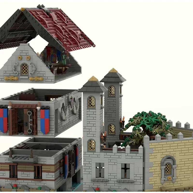 Castelo medieval modelo moc blocos de construção prisão medieval tijolos técnicos diy montagem brinquedos construção para presentes do feriado