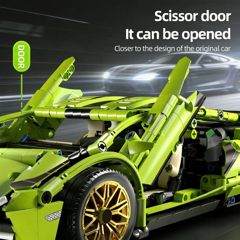 

Конструктор KAVOWORLD: Гоночный автомобиль в масштабе 1:14, 1280+ деталей, подвижные механические элементы, модель суперкара DIY, набор для сборки, декор для дома, подарки