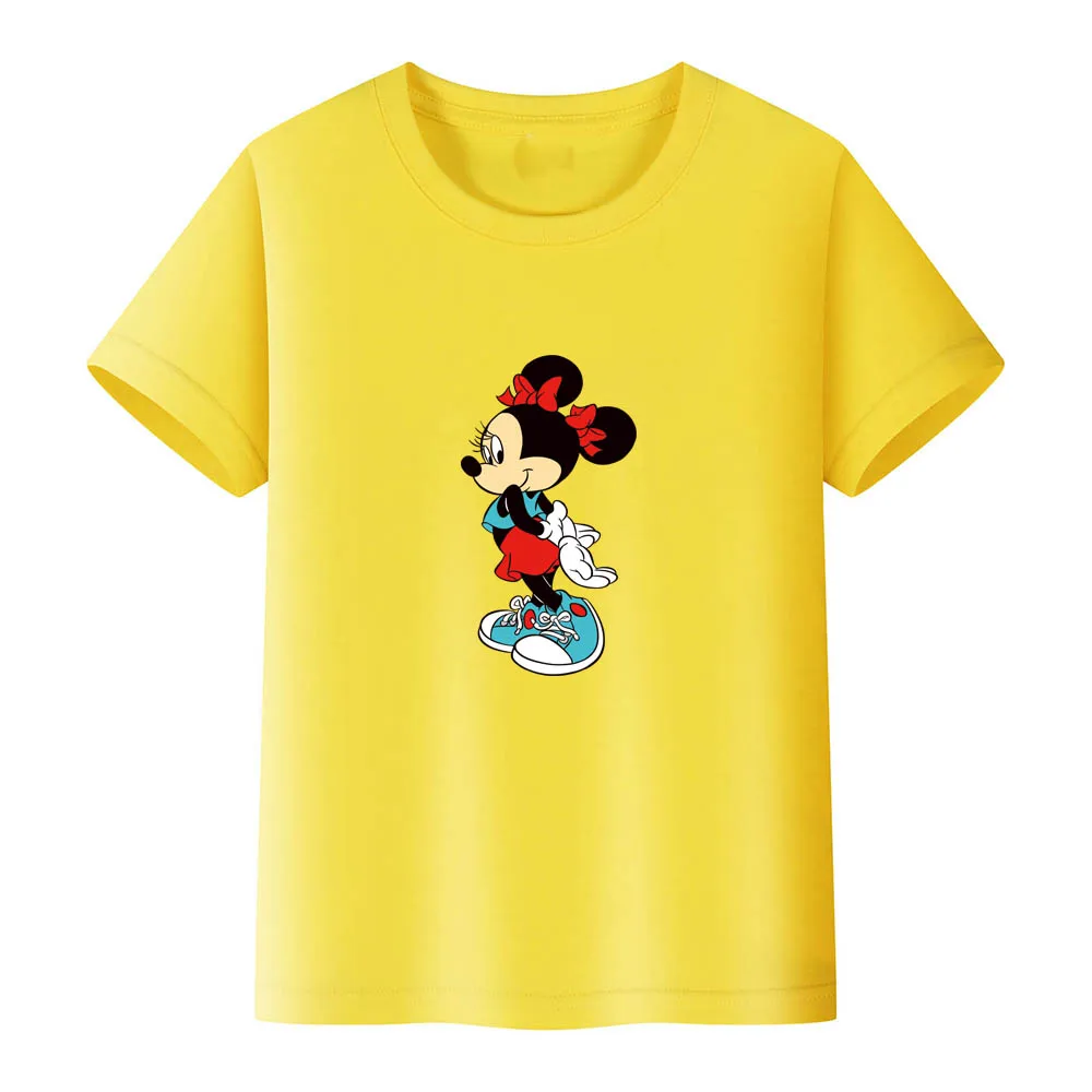 مينيسو 2025 ديزني ميني ميكي ماوس القطن تي شيرت للفتيات الاطفال ملابس الصيف 1 إلى 2 3 4 5 6 7 8 9 10 11 12 13 14 سنة