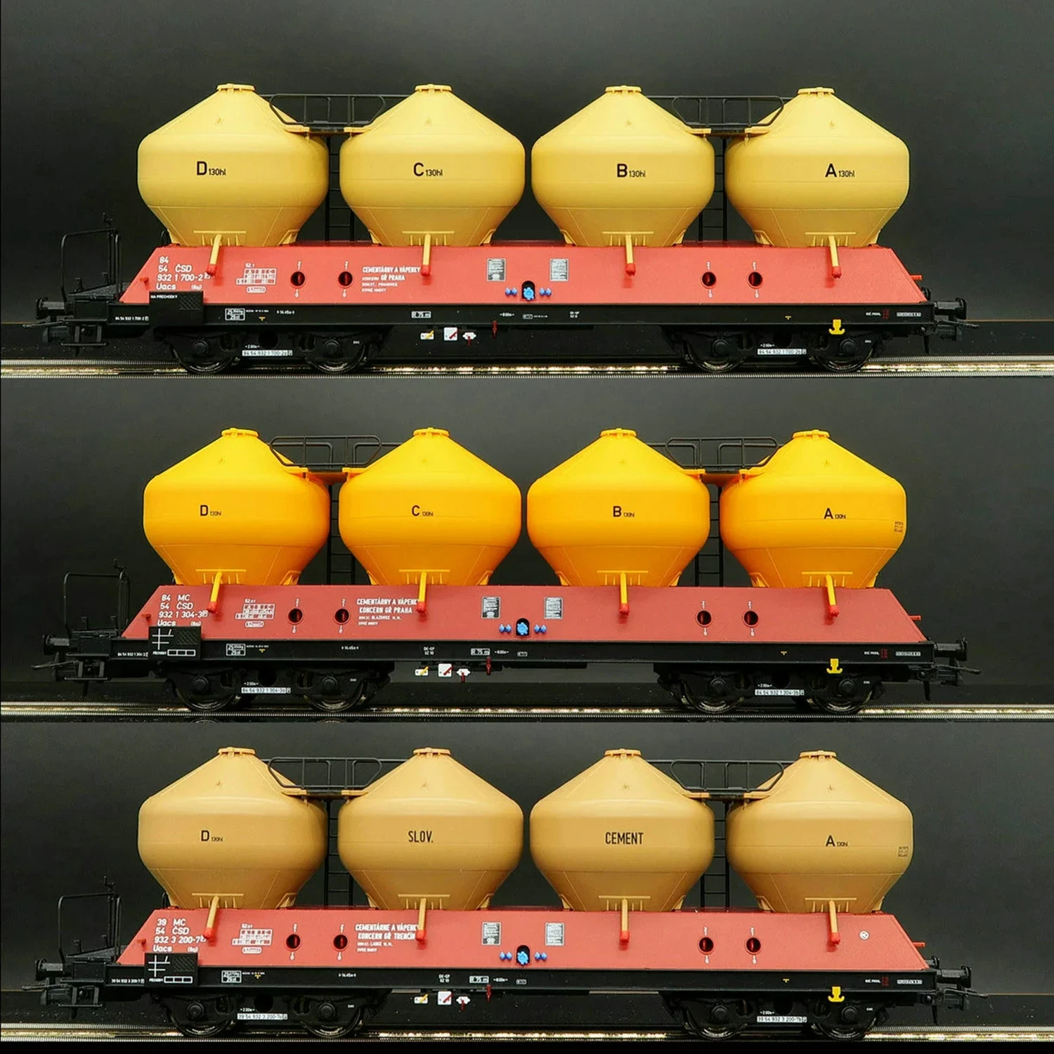 HO 1/87 Train Model ROCO 77004 Silo Car New Color Chemical Tank Czech Version Three-section Set Train Toy