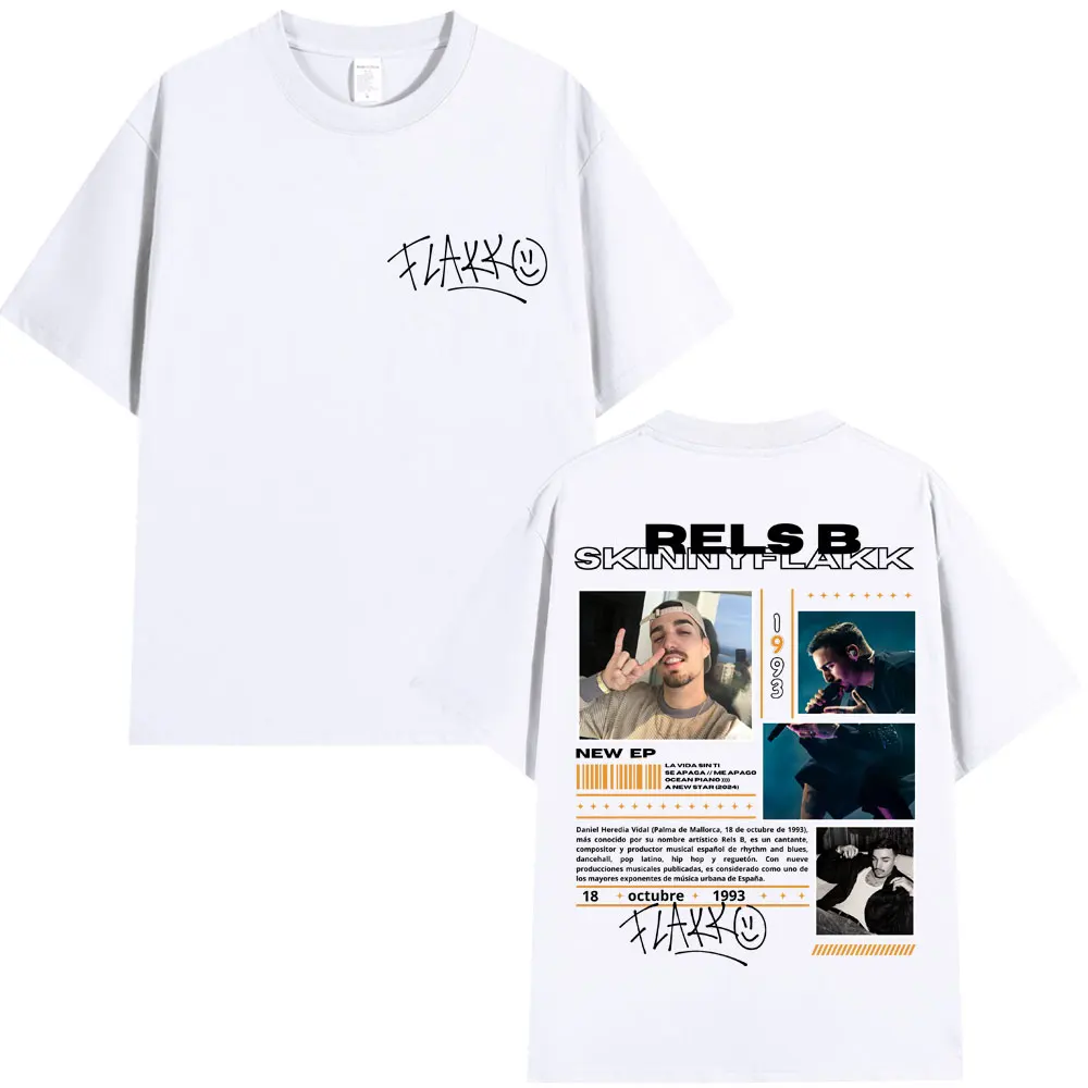 Rapper Rels B Skiny Flakk Smile T-shirts Men Hip Hop Harajuku Popular T Shirt Loose Fashion Casual T-shirt Male Streetwear
