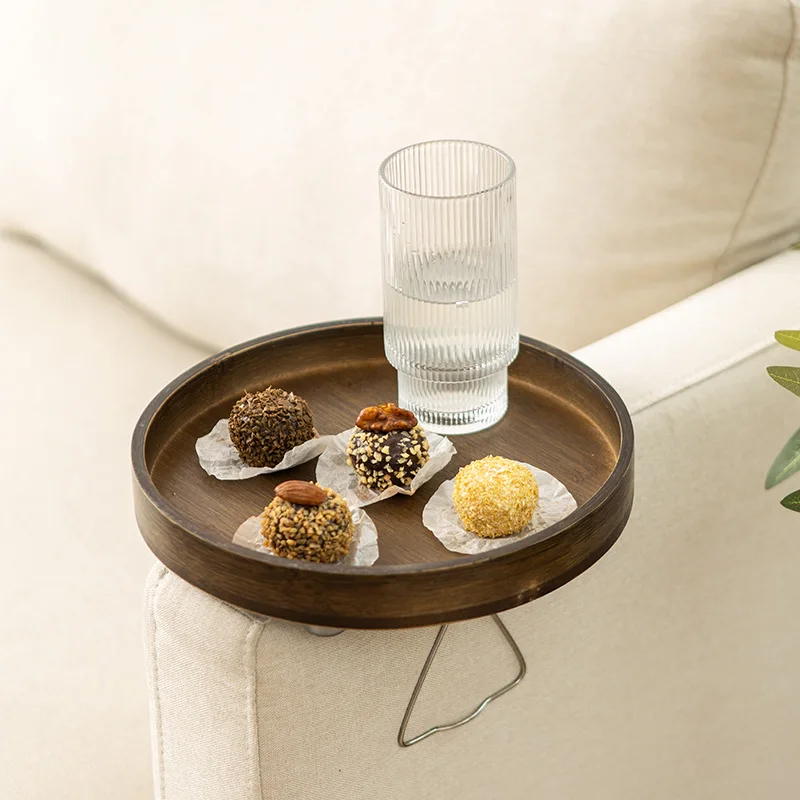 HeMu Sofa Armrest Tray Sofa Simple Mobile Small Tea Table Mini Table Modern Coffee Corner Table Bamboo Dried Fruit Plate