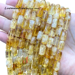 8x12mm Faceted Natural Stone Old Yellow Citrine Irregular Cylinder Spacer Beads for Jewelry Making Diy Bracelet Accessories