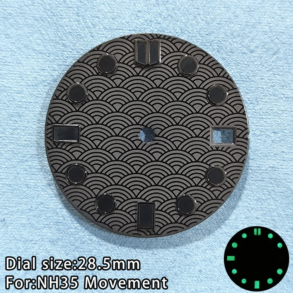 NH35 28.5MM Dial NH35 Sea Wave Fish Scale Pattern Dial NH35 Dial Accessories 28.5MM Single Calendar Dial 28.5MM NH35 Zifferblatt
