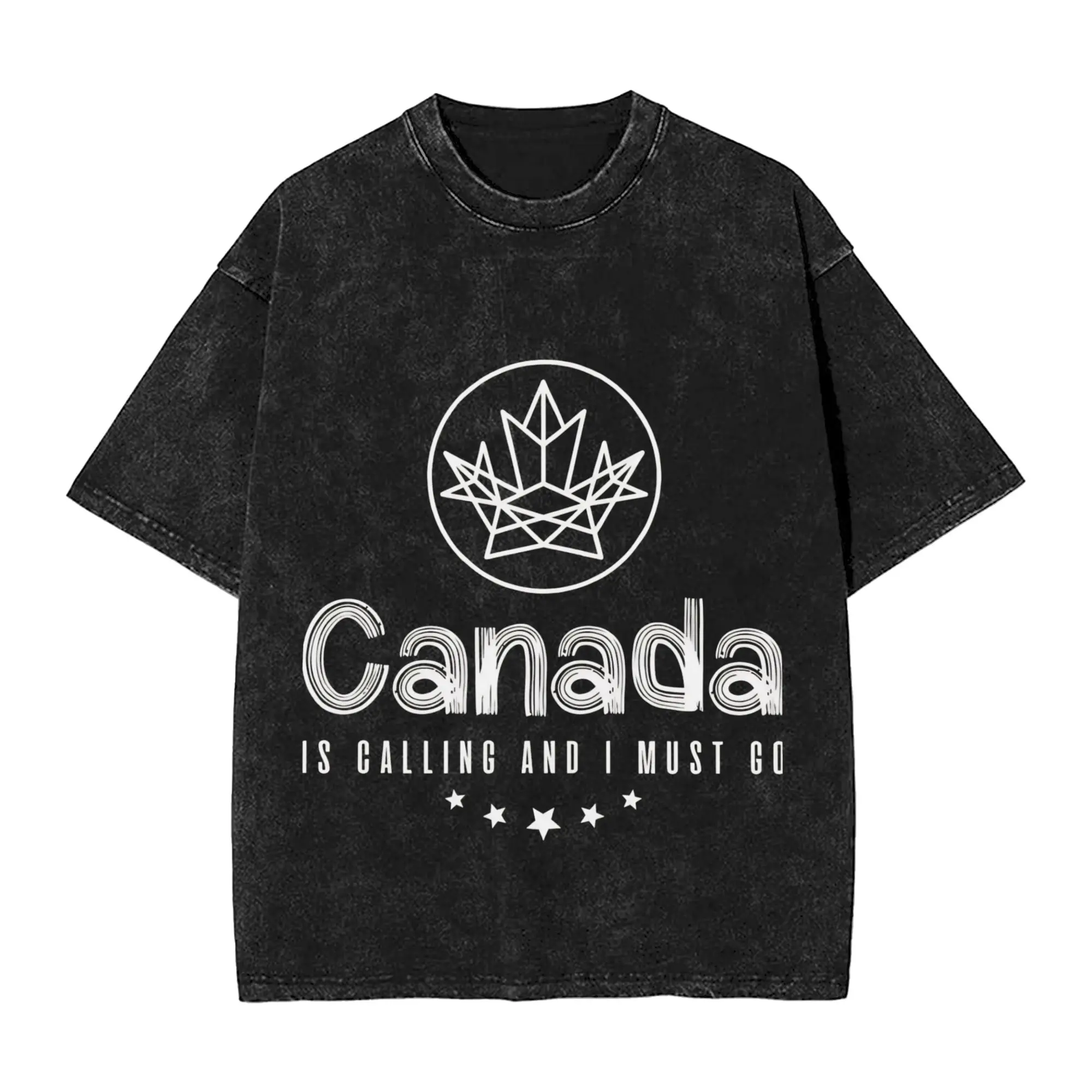 Summer  Funny Canada Is Calling and I Must Go Flag  Washed T Shirt Apparel Harajuku T-Shirt  for Men Women Tees