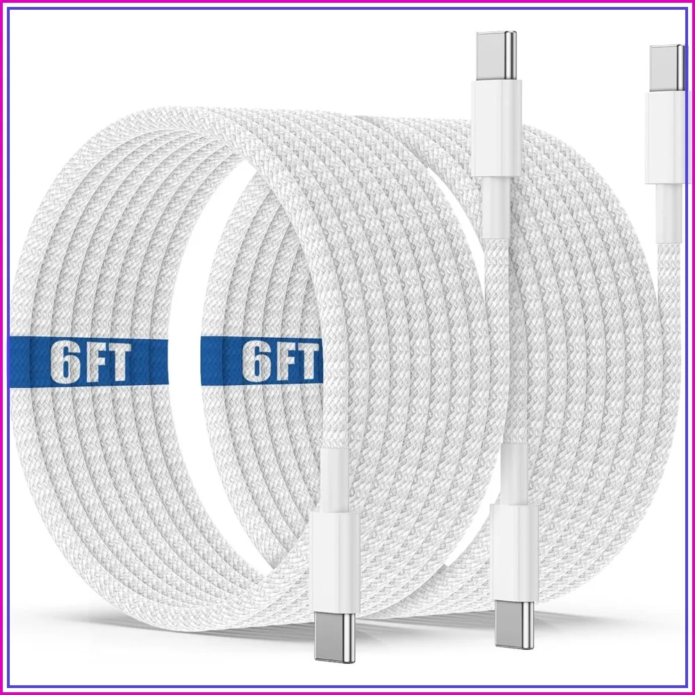 USB C to C Charging Cable 6ft, 60W Fast Charger Cord Long for iPhone 17 Pro Max, MacBook Pro, iPad, Samsung Galaxy