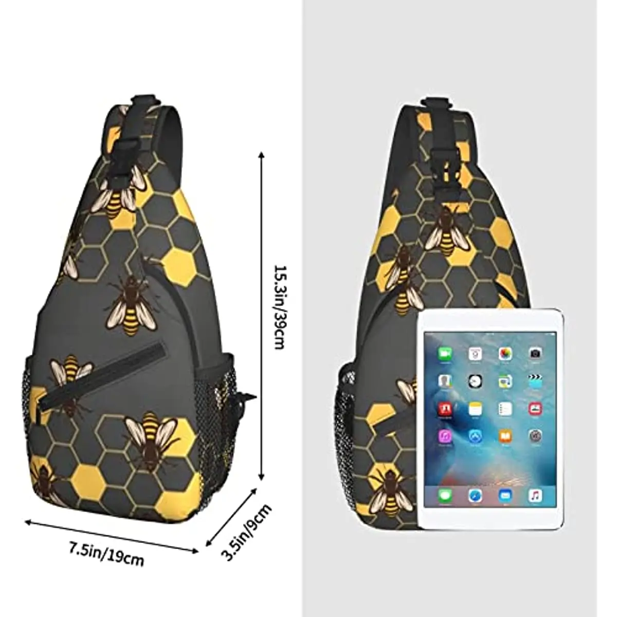 Bee Sling Bag Crossbody Travel Hiking Bags Mini Chest Backpack Casual Shoulder Daypack for Women Men Lightweight