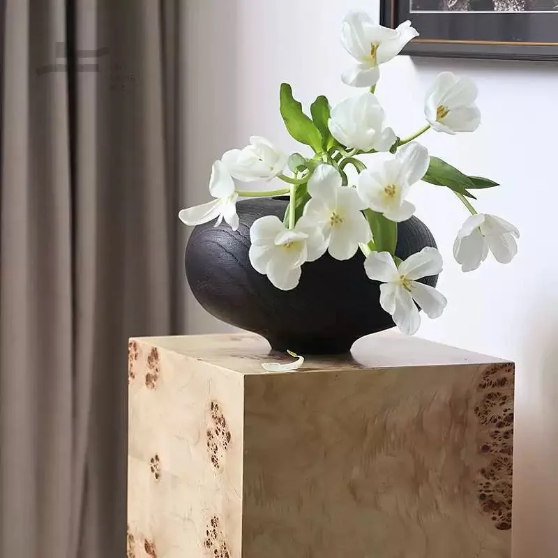 Manufacturer sells medieval wind wabi-sabi wind wood carbonized black vase B & B hotel sales office decorations