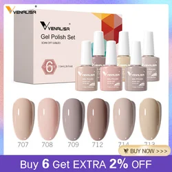 Venalisa-esmalte de Gel para uñas, serie de colores naturales y Nude, Base de goma, Color marrón tierra, café, 6/12 unids/lote, novedad