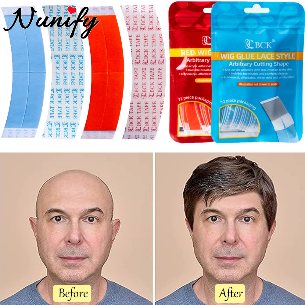 

36pcs AB Double-Sided Wig Tape Clear Wig Glue hair Extension Tape For Toupee Lace Wigs Blue Toupee tape with Breathable grid