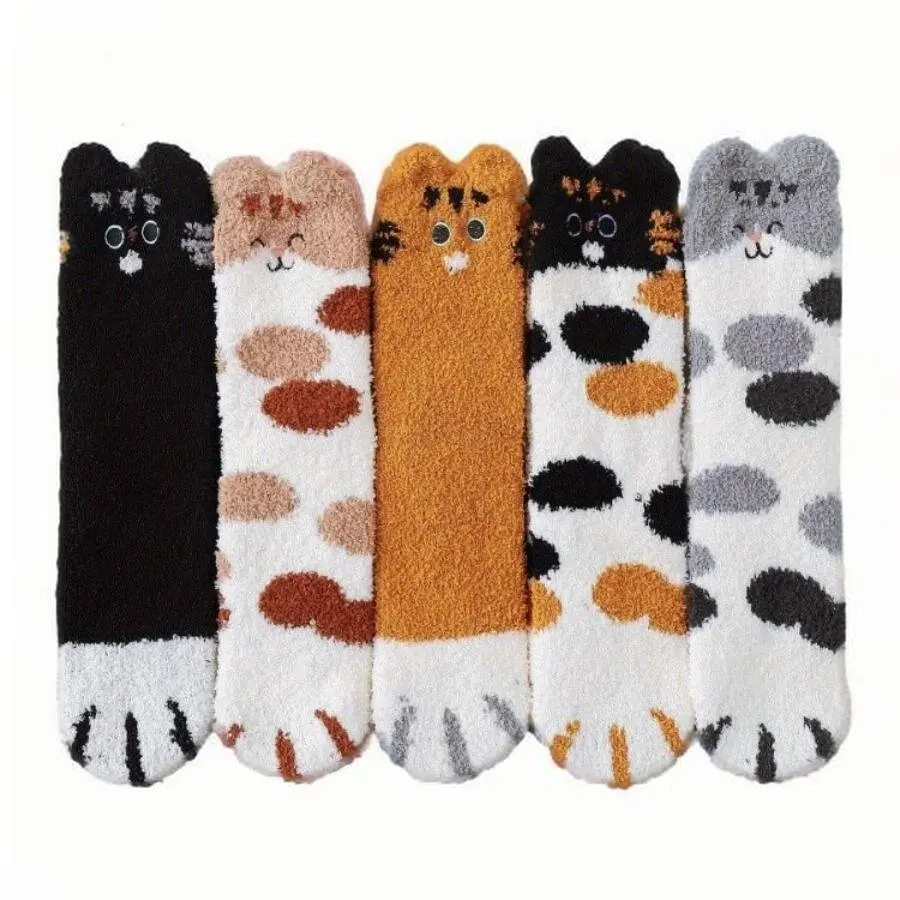 زوج واحد من الجوارب الأنبوبية السميكة لمنزل الخريف والشتاء، مع نعل سميك للدفء ومضاد للانزلاق، عصري