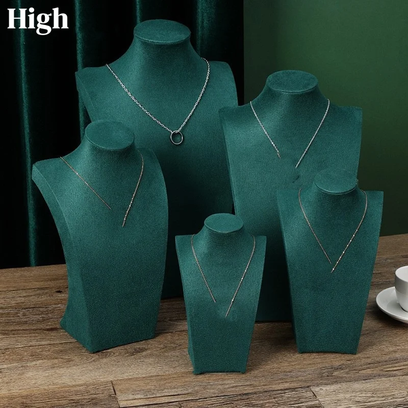 

1pc Fashion Velvet Mannequin Bust Necklace Display Stand Portrait Jewelry Pendant Rack Holder Counter Display Props