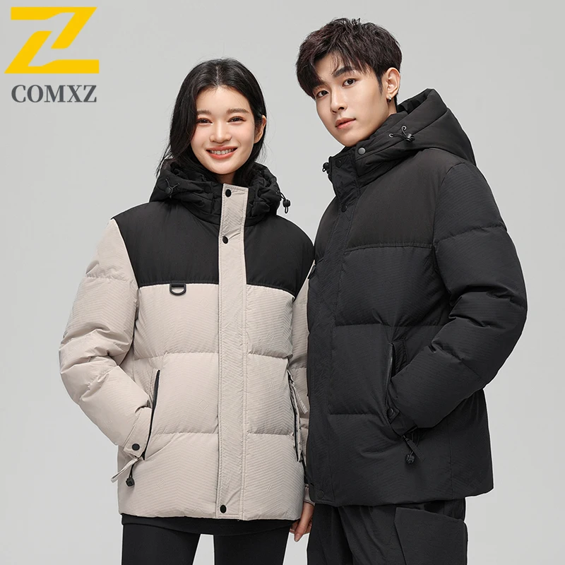 

COMXZ унисекс пуховик повседневный с капюшоном для катания на лыжах на открытом воздухе утолщенное теплое пальто модное удобное зимнее пальто для пешего туризма с защитой от холода