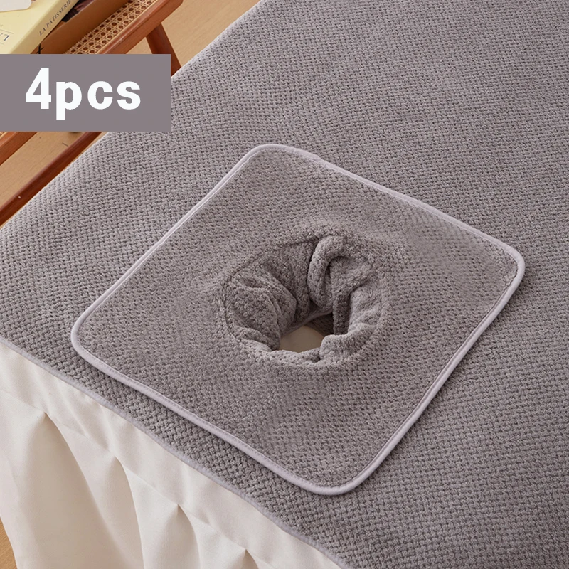 4 Towels with Headrest Holes for Beauty Beds, Salon Towels, SPA Massage Bed Covers, Breathable Face Hole SPA Massage Bed Towels,